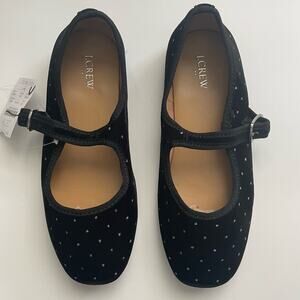 J. Crew Factory Crewcuts Girls' Glitter Dot‎ Velvet Mary Jane Flats K3 Occasion